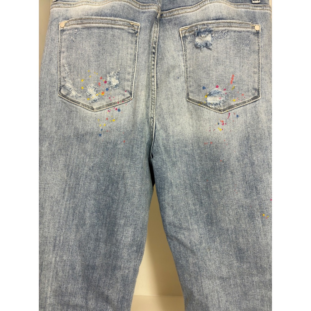 Judy Blue Boyfriend Fit Distressed Paint Splatter Jeans Light Wash 11/30 - Picture 9 of 12